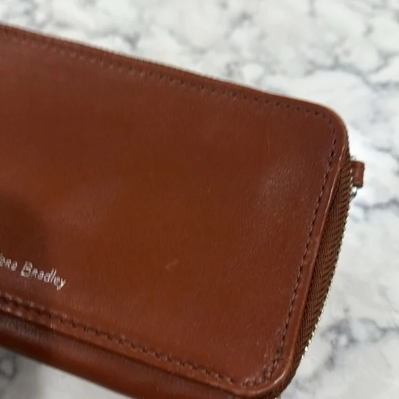 Vera Bradley leather crossbody wallet or wristlet. Cognac leather. Gently used. - Picture 8 of 9